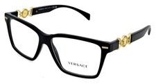New VERSACE VE 3335 GB1 56mm Black Gold Square Eyeglasses Frames Italy Unisex