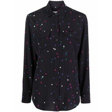 Equipment Femme Star Print Long Sleeved Shirt Silk Blouse Sz