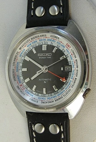 Stunning Clean  Vintage 1970's Gorgeous Grey Dial Seiko World Time 6117-6400