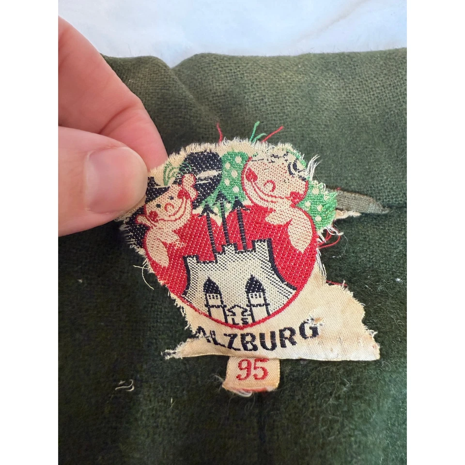 VTG 50s Lanz of Salzburg Green Wool Hunting Cape Antler Buttons Austria 95 M / L - Image 2 of 4