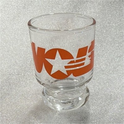 Clear Glass 1.5 oz Shot Glass w/ Orange Star Decorated Design