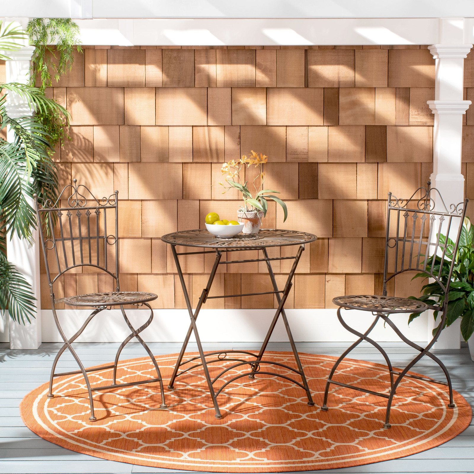 SAFAVIEH Outdoor Living Belen Victorian Iron 3-Piece Bistro