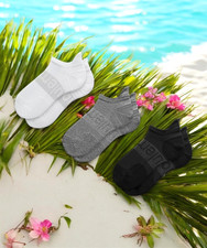 Women  s Lululemon Power Stride Socks Tab Length 3-Pack - WHT/HTRG/BLK - Size M