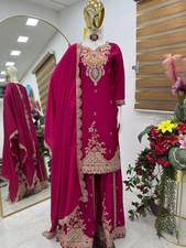 Stunning Look Chinon Silk Top Palazzo With Pink Dupatta For Function Wear