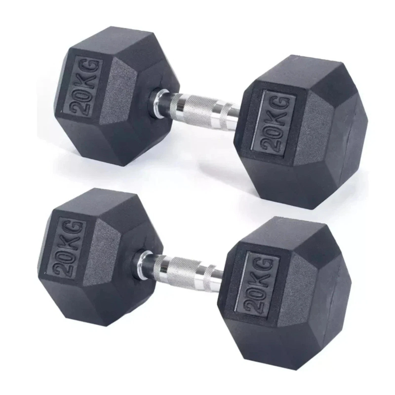 Hex Dumbbells Set 20kg Pair Ergo Hand Weights Rubber Encased Hexagonal Gym
