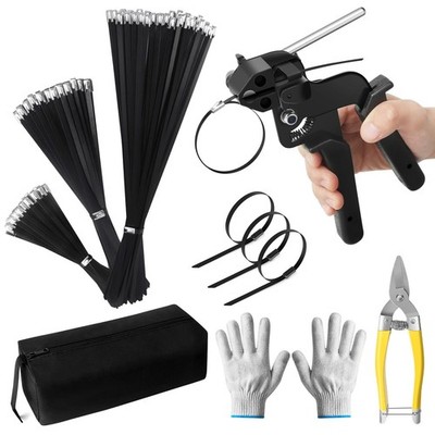 Metal Zip Ties Gun Set, Stainless Steel Zip Tie Tool with 150PCS Black Metal ...