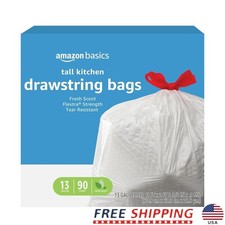 Kitchen Garbage Bags 13 Gallon Flextra Strength Fresh Scent Drawstring 90 Count