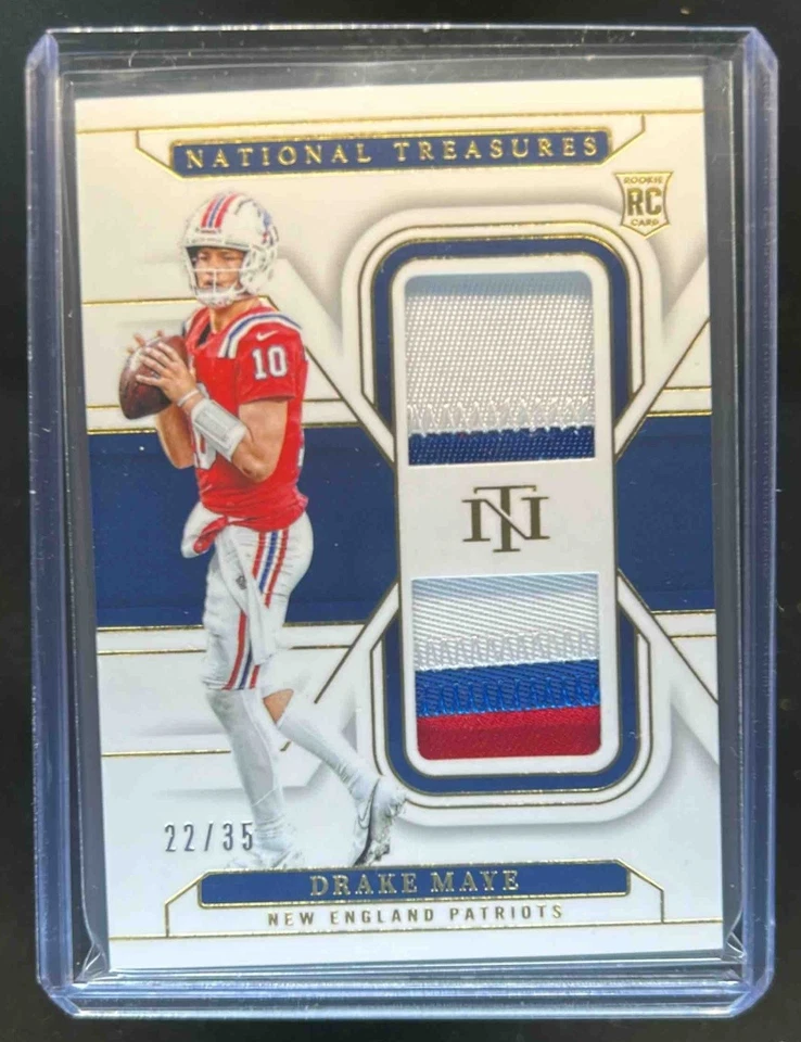 2024 National Treasures Drake Maye Rookie Dual Patch Gold #22/35 Patriots
