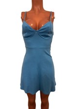 Wild Fable Blue Ribbed Skater Corset Mini Dress XS Going Out NWTS Sundress Beach