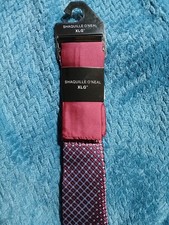 SHAQUILLE O'NEAL XLG Men's Burgundy Navy Diamond Tie with Burgundy Hankie SET