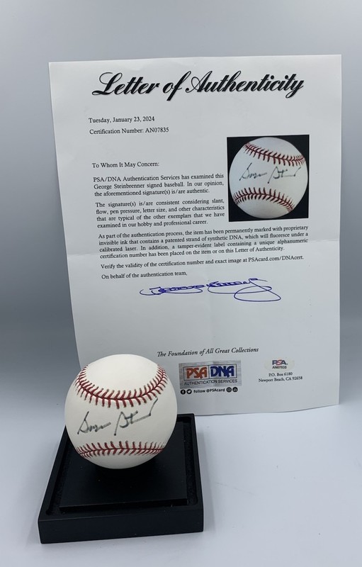 George Steinbrenner PSA LOA & JSA Autograph OAL Signed Baseball New York Yankees