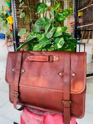 18 Zoll handgefertigte Vintage-Laptop-Aktentasche aus Connecte-Leder für Herr...