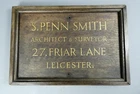 Antique c1900 S. Penn Smith Hand Painted Architect Trade Sign Leicester