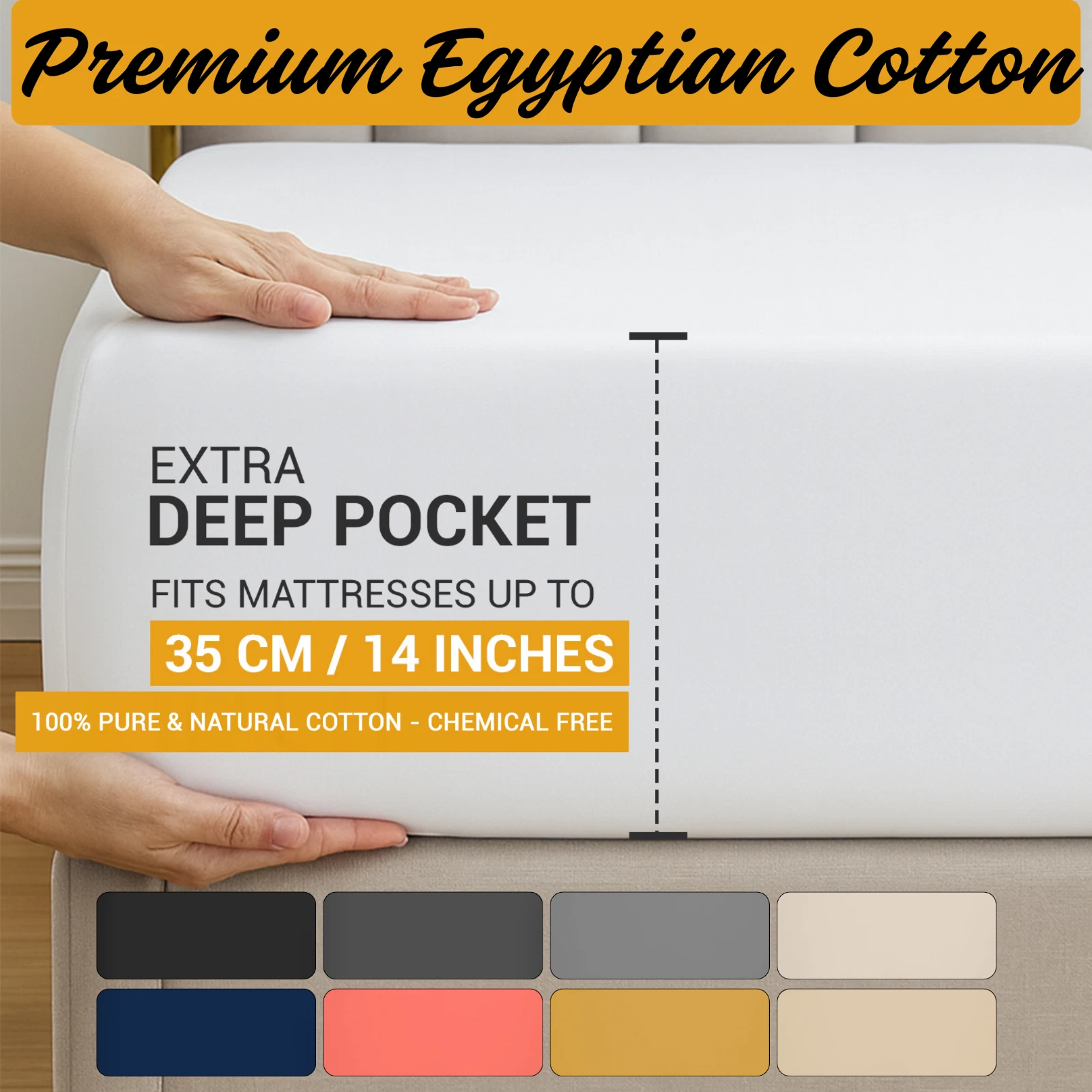 Dekoro Egyptian Cotton Fitted Sheet - 35cm Deep - Premium