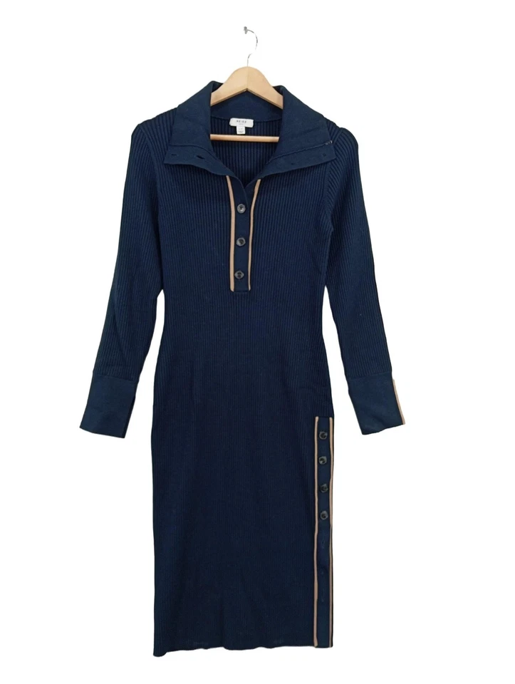 REISS Robe à manches longues Dames Robe T EU 40 bleu élégant - Photo 1/4