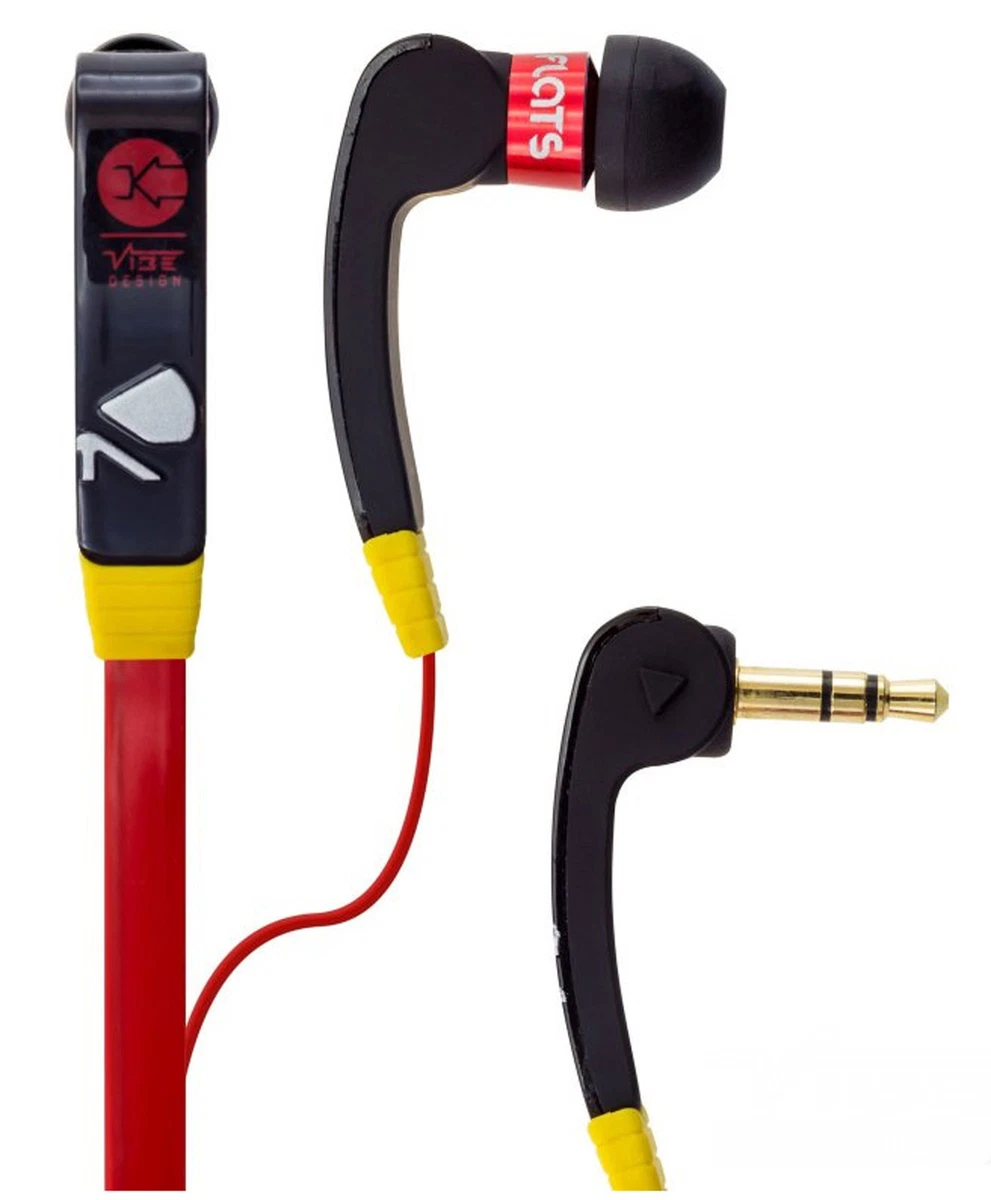 VIBE FLI FLATZ MAGNETIC EARPHONES EXTREME BASS ANTI TANGLE RED CABLE
