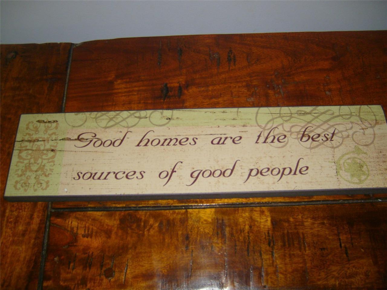 WALL ART ""GOOD HOMES"",PICTURE,WOODEN PLAQUE,SHABBY CHIC,DISTRESSED SIGN VINTAGE