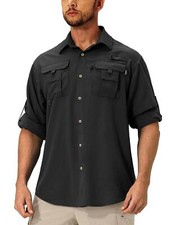 Men's Sun Protection Fishing Shirts Lightweight Long Sleeve UPF 50 Travel Wo...