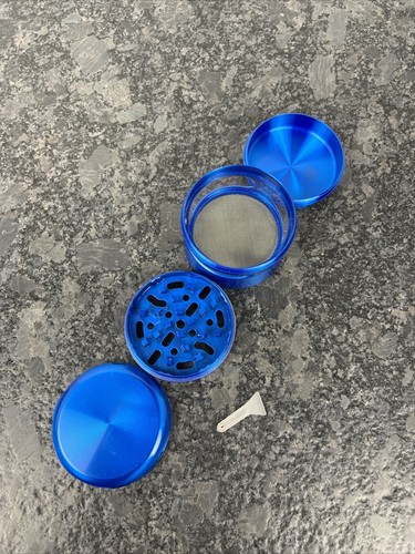 Blue Spice Herb Tobacco Grinder Aluminum Metal 4 Piece