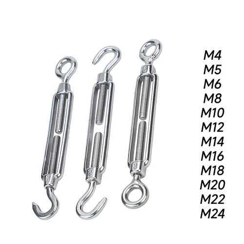 Turnbuckle Wire Tensioner Strainer Stainless Steel Hook and Rope Cable Tension - Picture 3 of 19