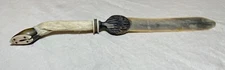 antique handmade carved buffalo horn wood horse hoof hair desk letter opener