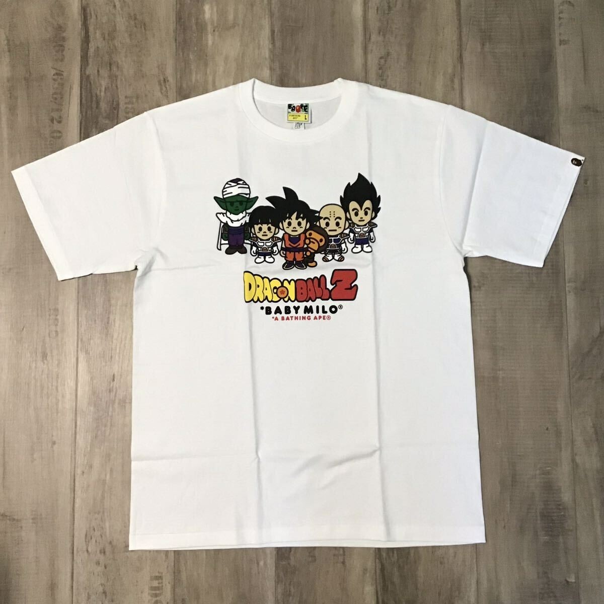 BAPE × Dragon Ball Z Milo T-shirt Goku White A Bathing Ape Size L