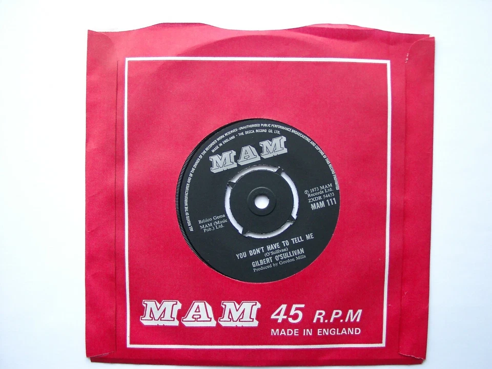 GILBERT O'SULLIVAN - Why, Oh Why, Oh Why 7" - MAM 111 - 1973	UK - Image 2 of 2