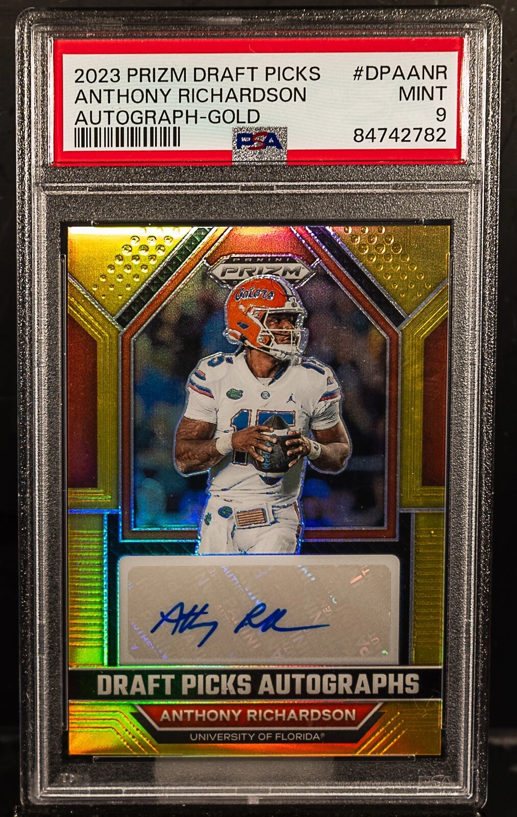 Anthony Richardson Panini Prizm Draft Picks Draft Picks Autographs #DPAANR Gold