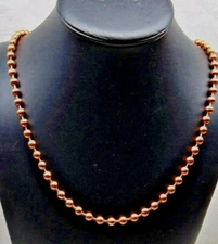 100% COPPER BALL CHAIN Necklace 6.3mm bead ~ #13 size Various Lengths w/ Clasp