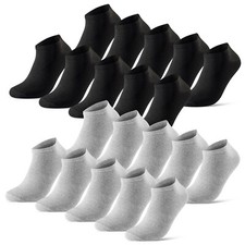 20 Paar Sneaker Socken Herren Damen Schwarz Weiß Grau Baumwolle Atmungsaktiv