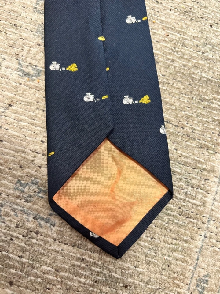 Charing Cross Vintage Azul Money Bag Oro Ladrillo Bordado Critter Corbata Foto 3 de 4