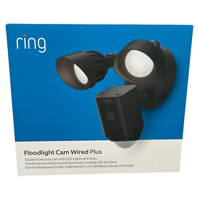 Ring Flutlichtkamera plus Kabel (Floodlight Cam Wired Plus) | WLAN, Schwarz, NEU