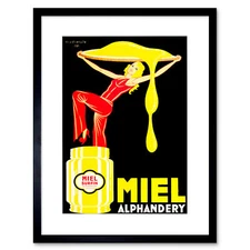 Miel Alphandery Vintage Food Advert Picture Framed Wall Art Print