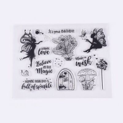 Fee Silikonstempel Set Wünsche Glitzer Magie Clearstamp Motivstempel DIY Basteln