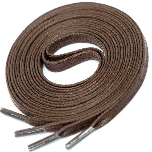 Brown FLAT waxed BOOT LACES 48 inch 