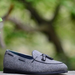 Men Slip On Belgian Loafers Tassel Luxury Harris Tweed Upper Casual Leather  Shoe | eBay