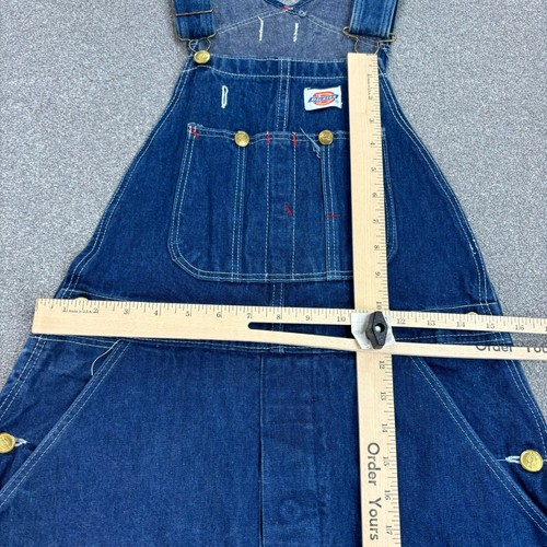 Dickies Dungarees Adult 31x7 Blue Bib Overalls Denim Workwear Cut Offs Mens - Picture 4 of 9