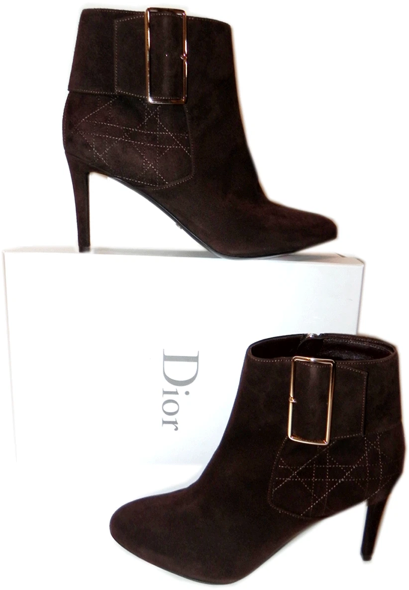 Bottes Christian Dior graphiques cannage marron bottines 39,5 escarpins
