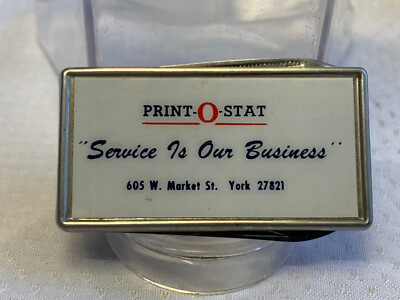 Vtg Money Clip Folding Pocket Knife Print-O-Stat Advertising Silvertone Wallet