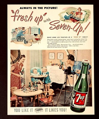 1948 7-Up Advertisement Photographer with Children Camera Soda Pop Vtg Print AD