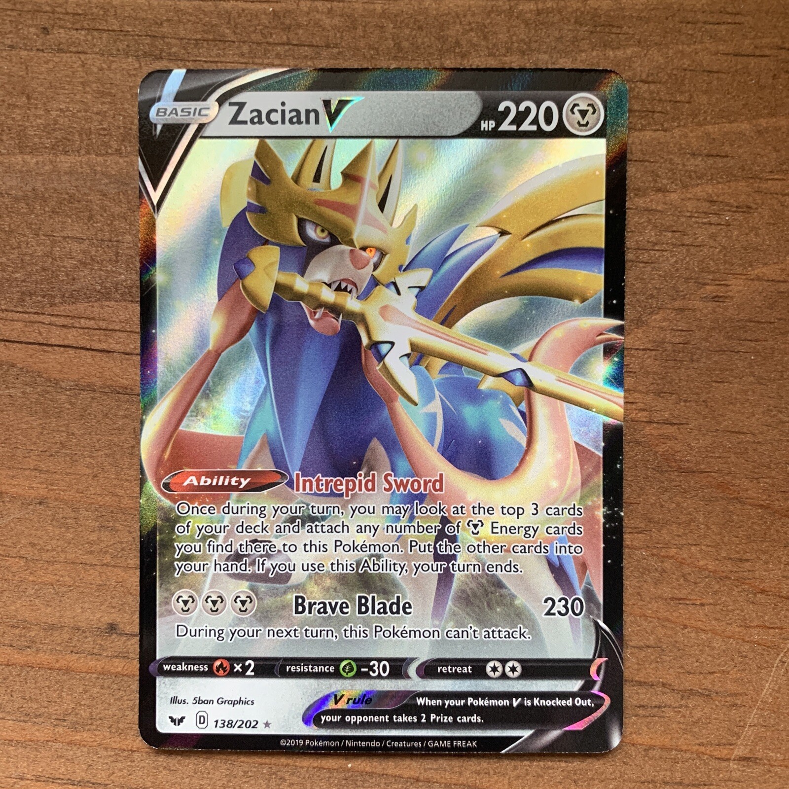Zacian V - 138/202 - Pokemon Sword & Shield Base Set Ultra Rare Card NM