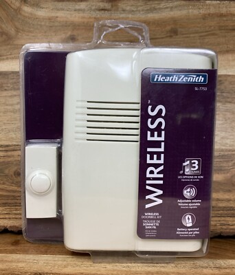Heath Zenith Wireless Doorbell SL-7753 3-sound doorbell 150ft Range New Sealed