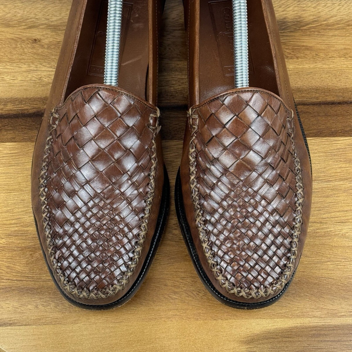 Vintage Cole Haan Men’s Dress Loafers Memory Flex Comfort Size 10.5 D Mens Cole Haan Resort Vintage Brown Leather Woven Dress  main image 4
