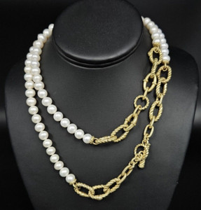 Authentic Judith Ripka Interchangeable Gold Plated Sterling Silver Pearl Necklace RARE QVC