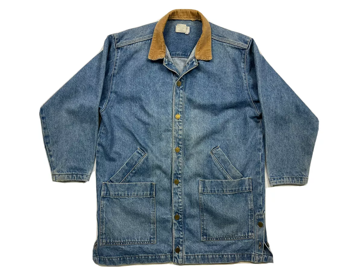 Vintage Calvin Klein Sport Denim Jacket Mens M Long Grunge Chore 90s Made in USA Vintage Calvin Klein Sport Denim Jacket Mens M Long Grunge Chore 90s Made in USA