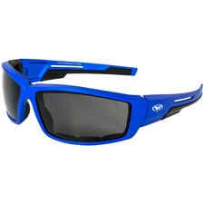 Global Vision Sly Padded Sunglasses with Smoke Lenses and Blue Metallic Frames