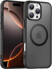 Temdan for iPhone 16 Pro Max Black Case Clear, with Shockproof Slim Phone Case