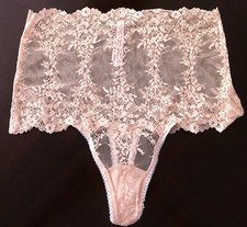 Victorias Secret Dream Angels High Waist Floral Lace Thong Panty Blush Nwt S