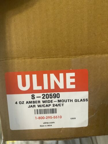 ULine S-20590 18/pack 4OZ Amber Glass Bottles W/black Lids - Picture 2 of 3