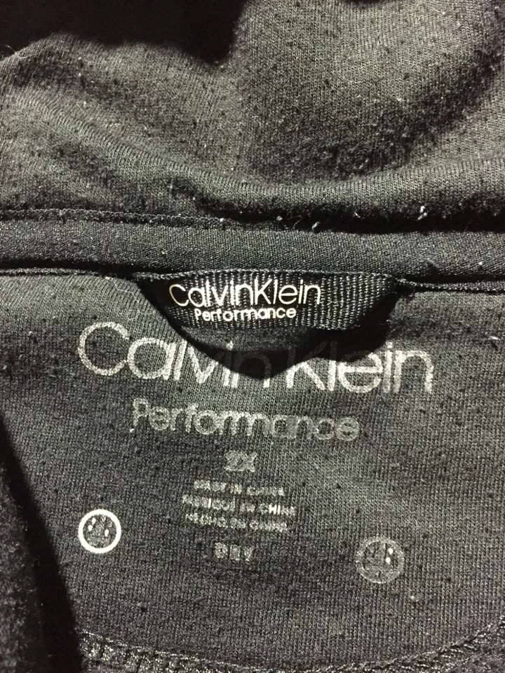 Calvin Klein Performance Fleece Full Zip Plus Size 2X Black Hooded Pockets Logo - Image 3 of 4